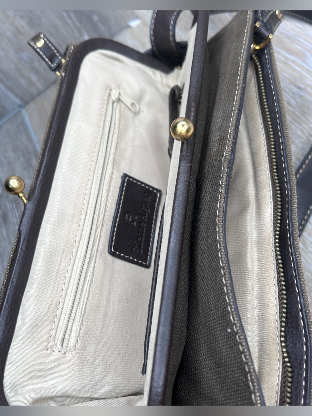 Etienne Aigner Brown Crossbody Bag |
Canvas Messenger w/ Leather Strap - Picture 6 of 16
